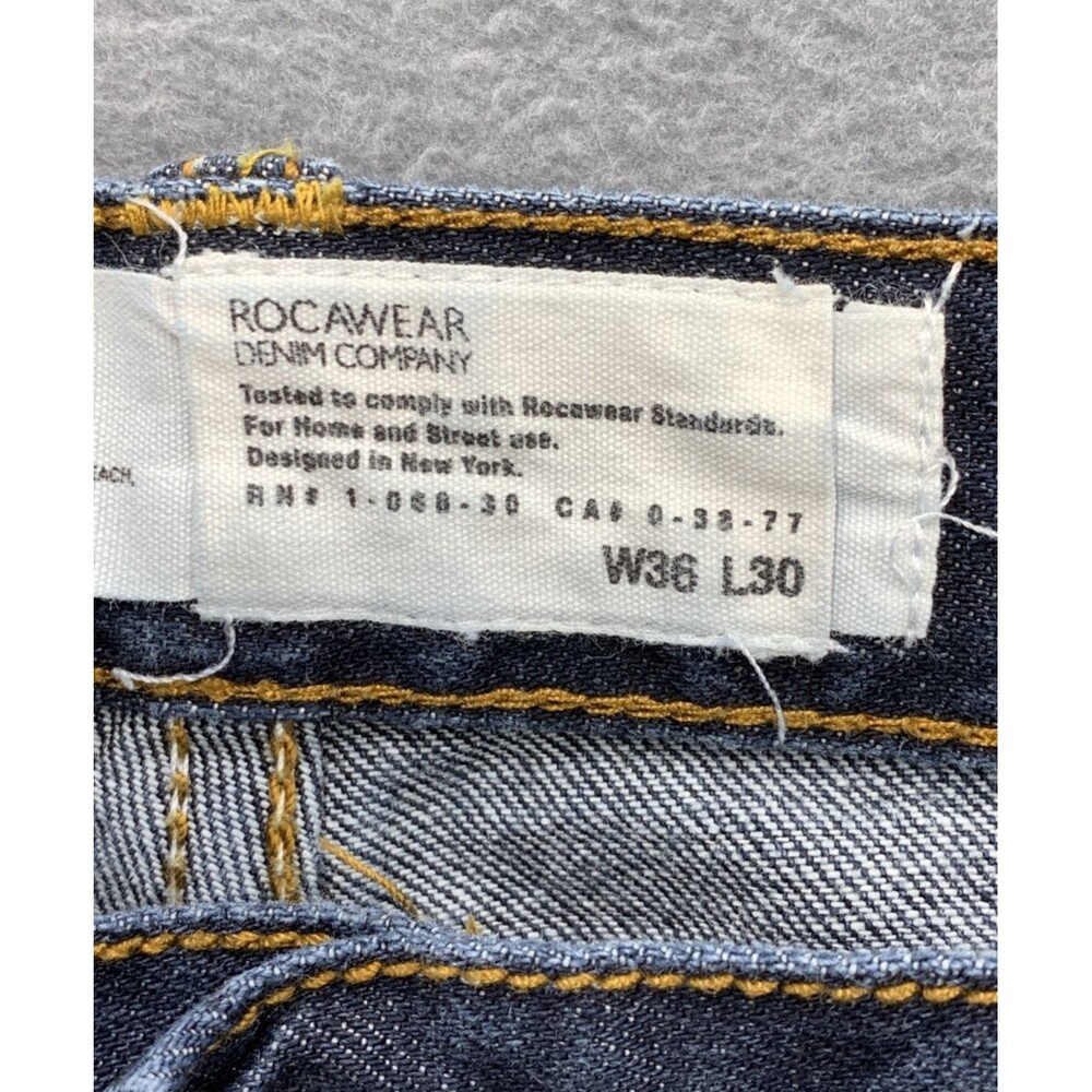 RocaWear Authentic Denim Jeans Men's 1999 Loose Fit Dark Blue Size 36X30 Y2K - Picture 12 of 16